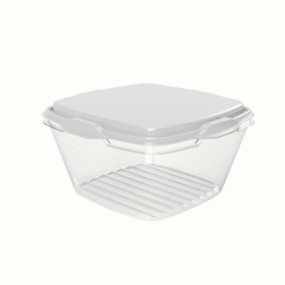 Food container 500ml,  12.4 x 12.4 x 6.7 cm (BPA FREE Polypropyle) White lid